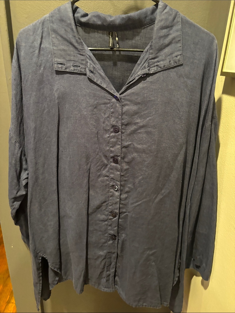 Stella Carakasi Relaxed Button-Down Shirt in Slate Blue